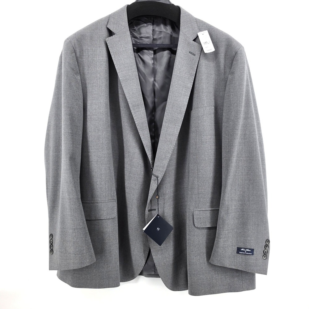Brooks Brothers Mens Suit Jacket Wool Gray 54Reg Explorer Vitale Barberis Italy